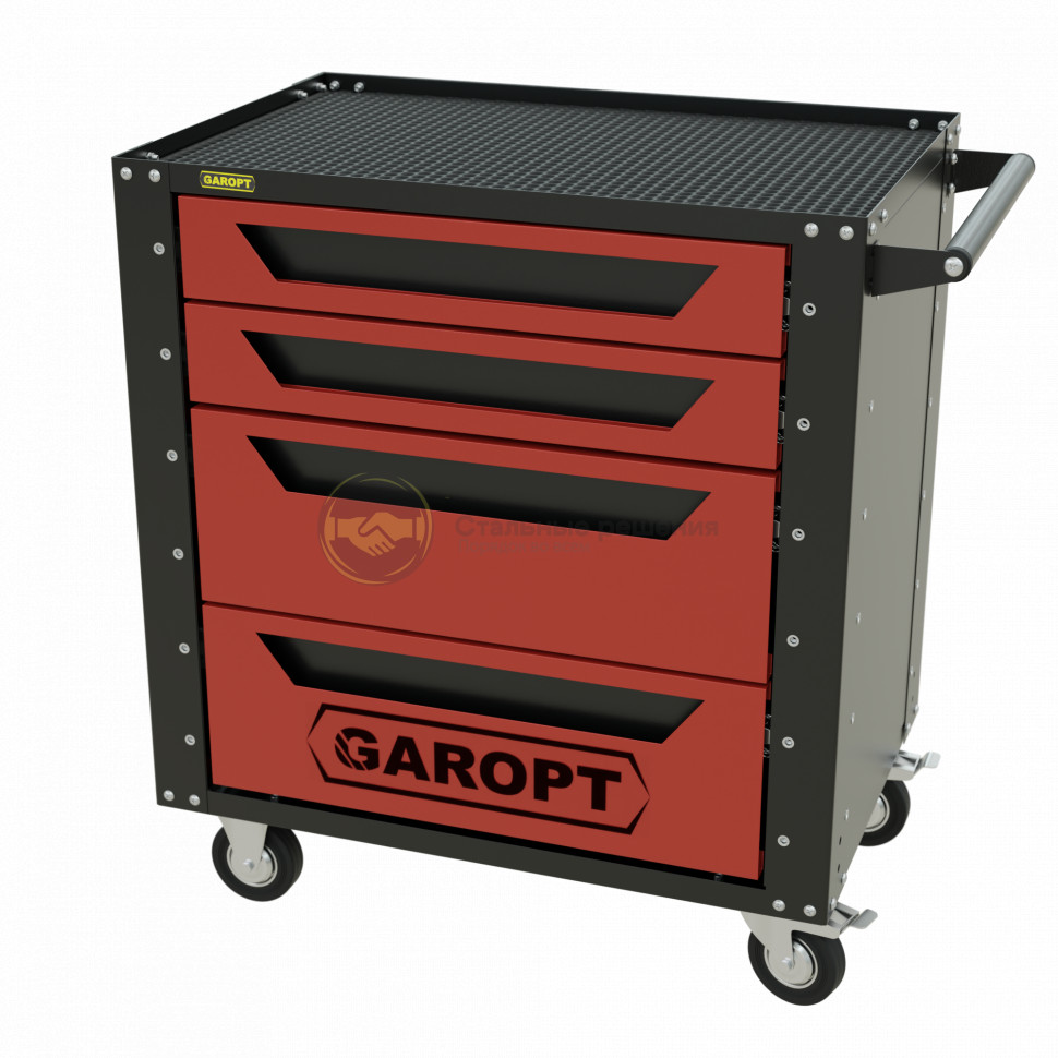 Тележка инструментальная Garopt серия Low-cost 4 ящика красная